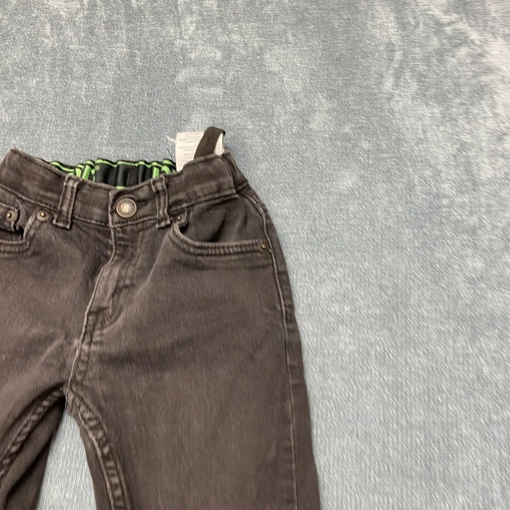 Levi's 511 Slim Fit Jeans Boys 7 Black Dark Wash Adjustable Waist Distressed.